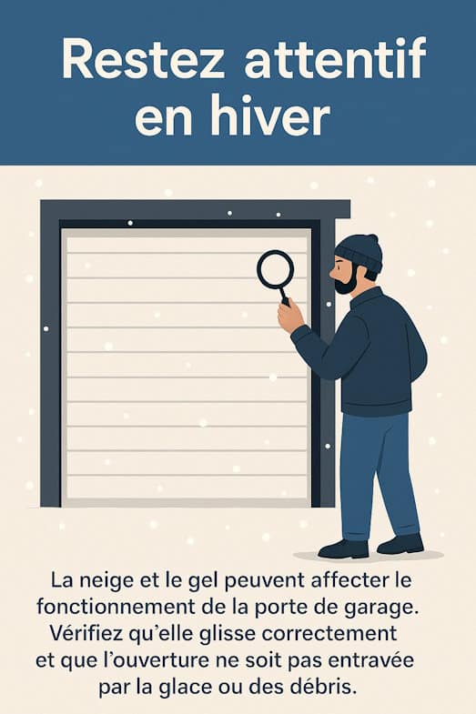 porte de garage en hiver