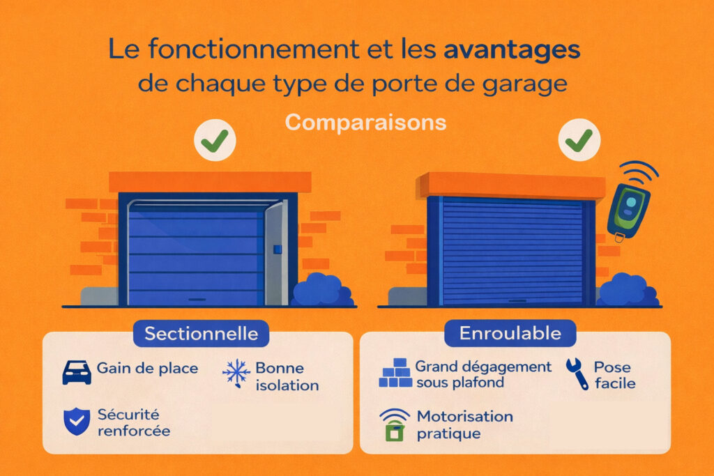 comparaison porte de garage sectionnelle ou enroulable
