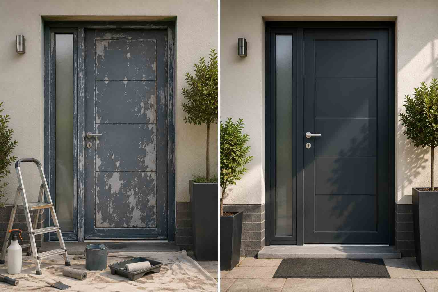 Rénovation d'entrée avant-après porte entrée aluminium