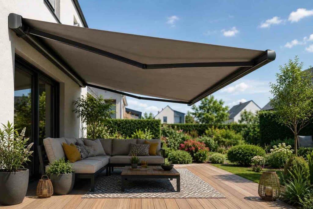 Terrasse moderne avec auvent store banne lille