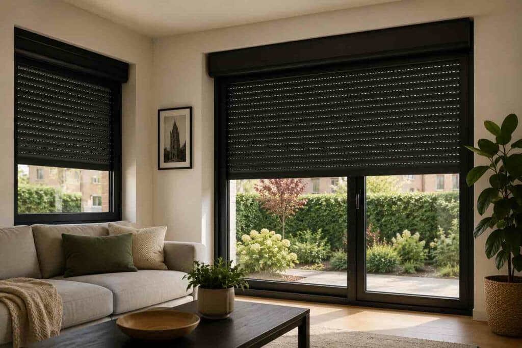 volet roulant Salon moderne et lumineux avec jardin